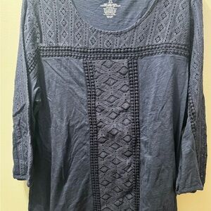 Sonoma Women's Navy Lace Detail Top, Size XXL